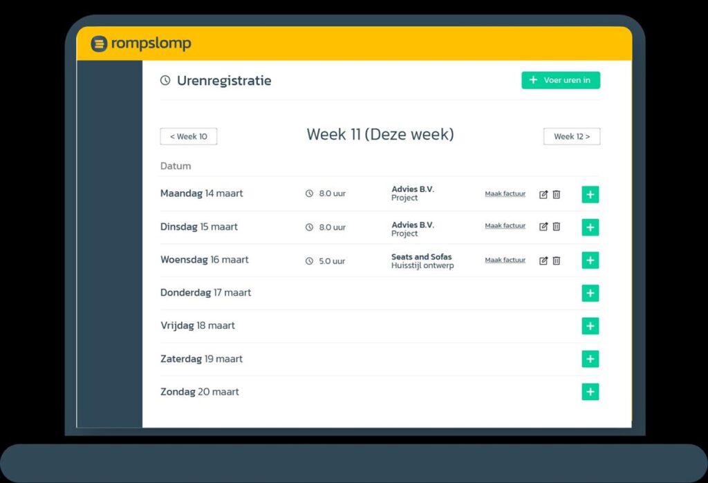 Rompslomp Factuur Van Gewerkte U